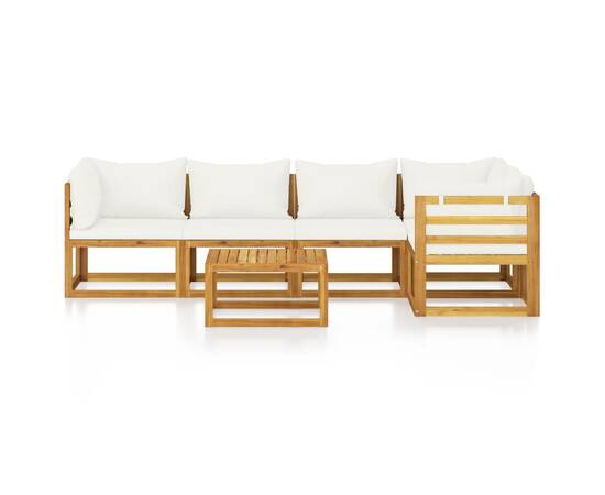 Set mobilier de grădină cu perne, 6 piese, lemn masiv de acacia, 3 image