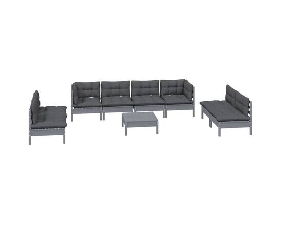 Set mobilier de grădină cu perne, 9 piese,  lemn masiv pin, 3 image