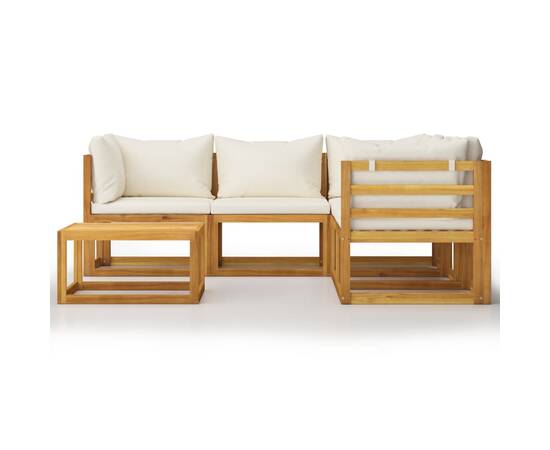 Set mobilier de grădină cu perne crem, 6 piese, lemn de acacia, 3 image