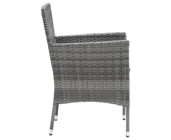 Set mobilier de exterior, 5 piese, gri, poliratan și sticlă, 10 image