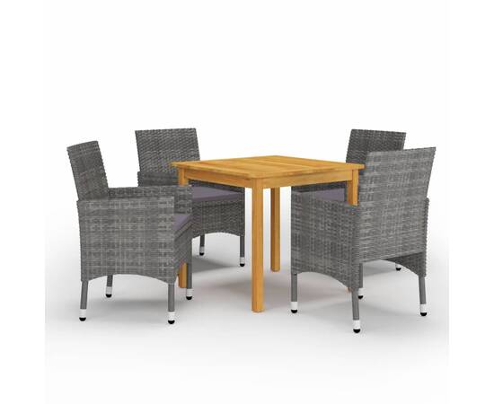 Set mobilier de grădină, 5 piese, gri