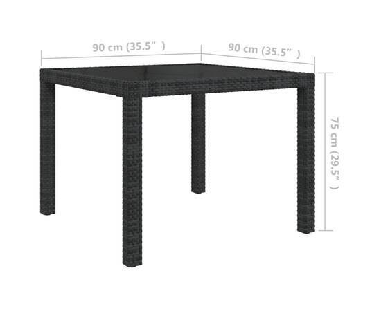 Set mobilier de exterior cu perne, 5 piese, negru, poliratan, 11 image