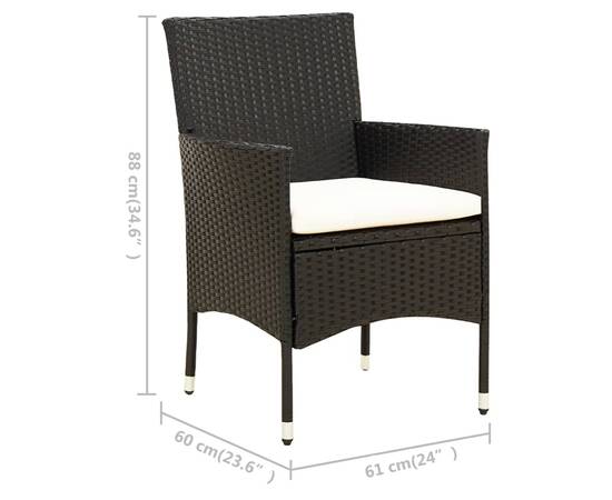 Set mobilier de exterior cu perne, 5 piese, negru, poliratan, 10 image