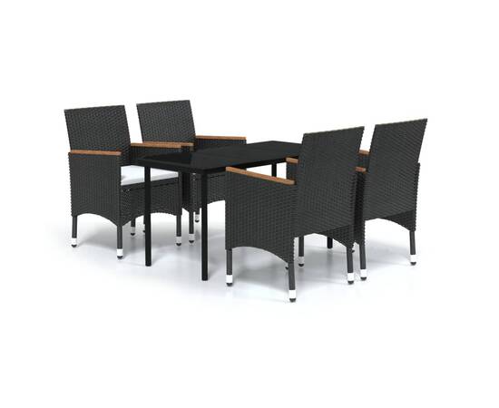 Set mobilier de grădină, cu perne, 5 piese, negru, 2 image