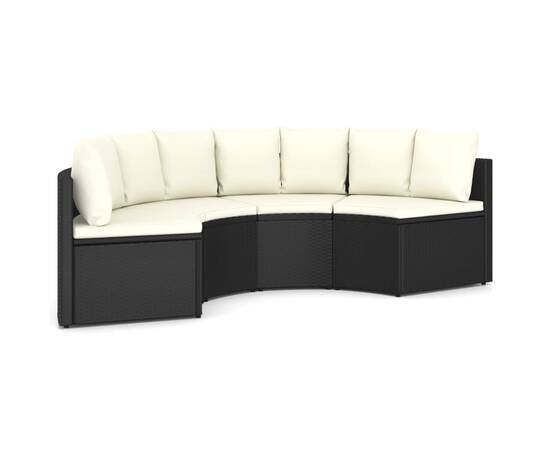 Set mobilier de grădină cu perne, 4 piese, negru, poliratan, 2 image