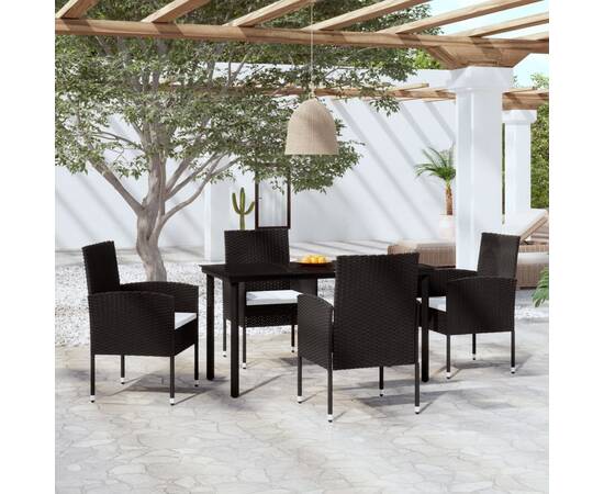 Set mobilier pentru grădină, 5 piese, negru