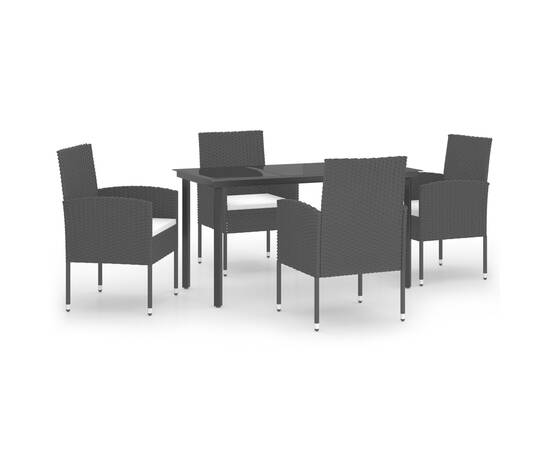 Set mobilier pentru grădină, 5 piese, negru, 2 image