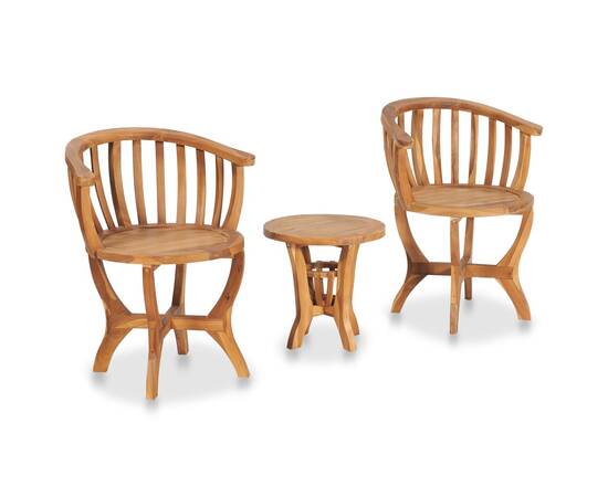 Set mobilier de bistro, 3 piese, lemn masiv de tec