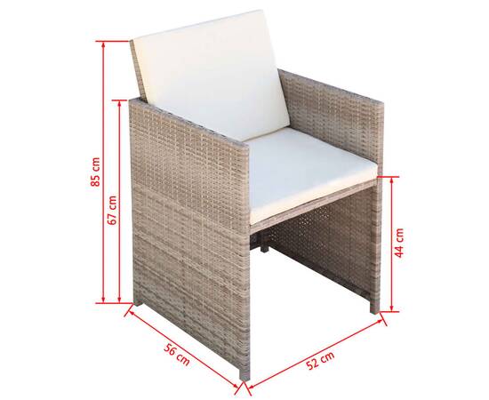 Set mobilier de exterior cu perne, 9 piese, bej, poliratan, 10 image