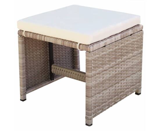 Set mobilier de exterior cu perne, 9 piese, bej, poliratan, 8 image