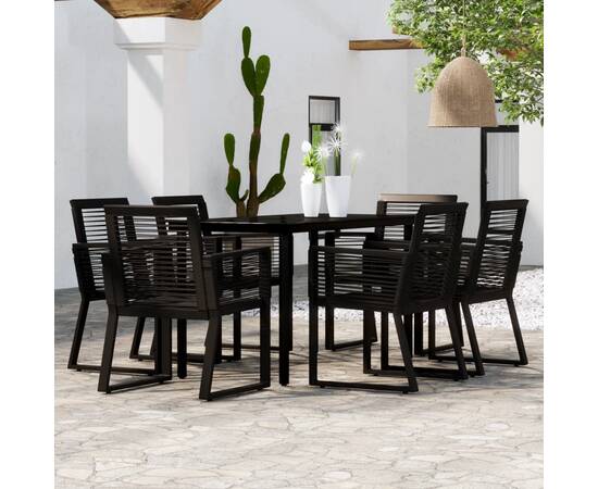 Set mobilier de grădină, 7 piese, negru