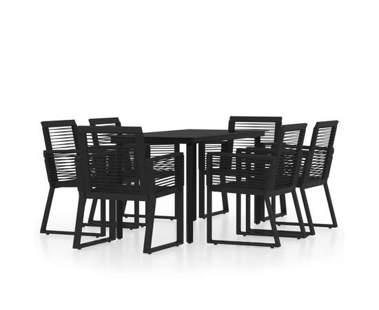 Set mobilier de grădină, 7 piese, negru, 2 image