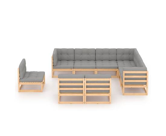 Set mobilier de grădină, 9 piese, cu perne, lemn masiv de pin, 2 image