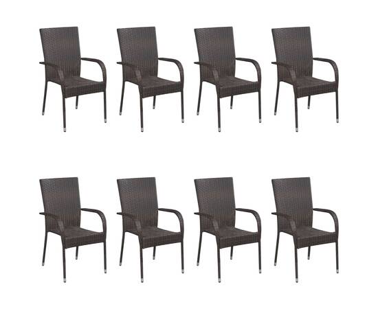 Set mobilier de grădină, 9 piese, maro, 5 image