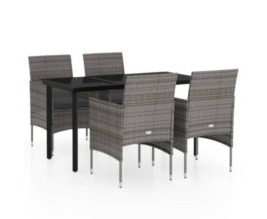 Set mobilier de grădină, cu perne, 5 piese, gri și negru, 2 image