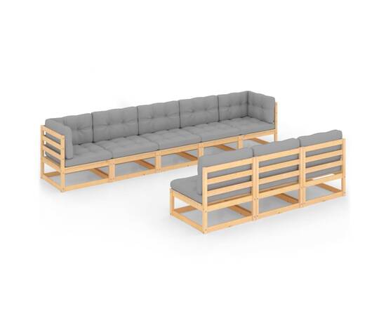 Set mobilier de grădină cu perne, 8 piese, lemn masiv de pin, 2 image