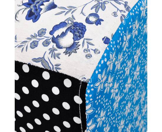 Taburet, design mozaic, albastru & alb, 5 image