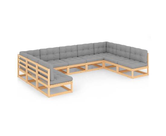 Set mobilier de grădină, 9 piese, cu perne, lemn masiv de pin, 2 image