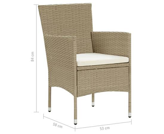 Set mobilier de grădină cu perne, 7 piese, bej, poliratan, 11 image