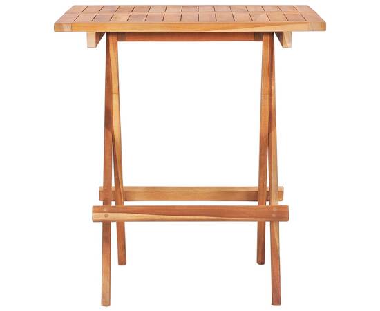 Set mobilier de bistro, 3 piese, cu perne crem, lemn masiv tec, 8 image
