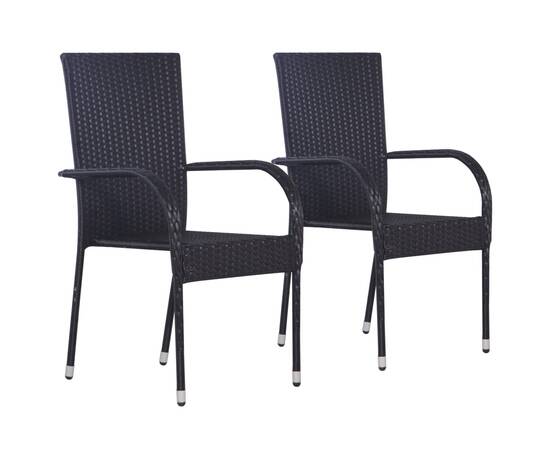 Set mobilier de grădină, 3 piese, negru, poliratan, 2 image