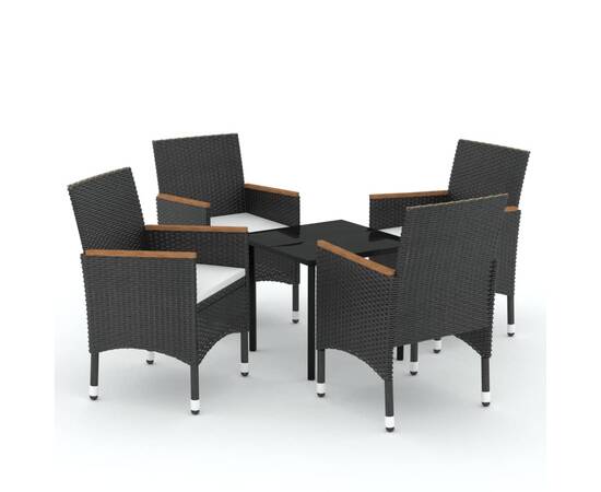Set mobilier de grădină, cu perne, 5 piese, negru, 2 image