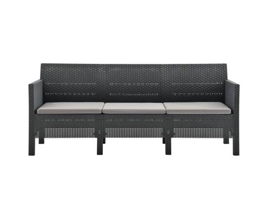 Set mobilier de grădină cu perne, 2 piese, antracit, pp ratan, 4 image