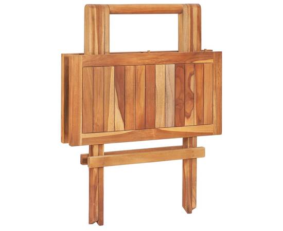 Set mobilier de bistro, 3 piese, cu perne crem, lemn masiv tec, 9 image