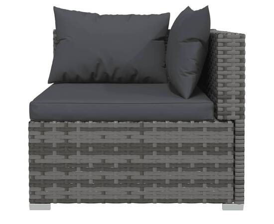 Canapea cu 3 locuri, cu perne, gri, poliratan, 6 image