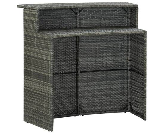 Set mobilier bar de grădină cu perne, 3 piese, gri, 5 image