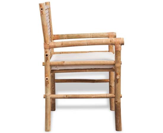 Set mobilier bistro cu perne, 3 piese, bambus, 5 image