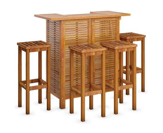 Set mobilier de bar de grădină, 5 piese, lemn masiv de acacia, 3 image