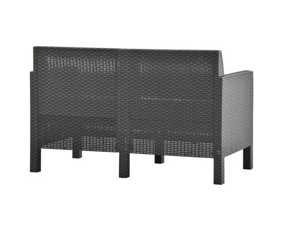 Set mobilier de grădină cu perne, 4 piese, antracit, pp ratan, 6 image