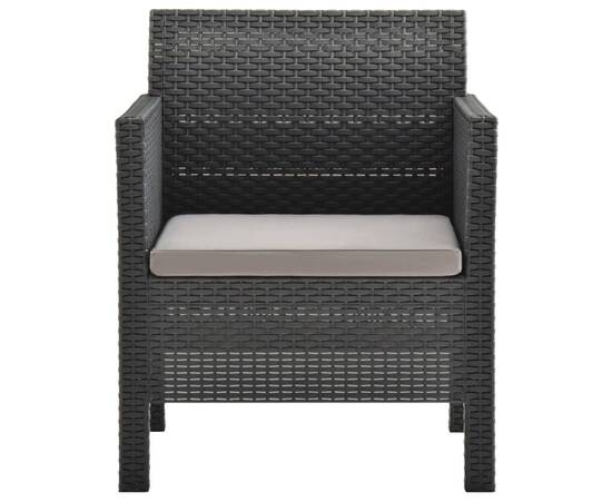 Set mobilier de grădină cu perne, 4 piese, antracit, pp ratan, 8 image