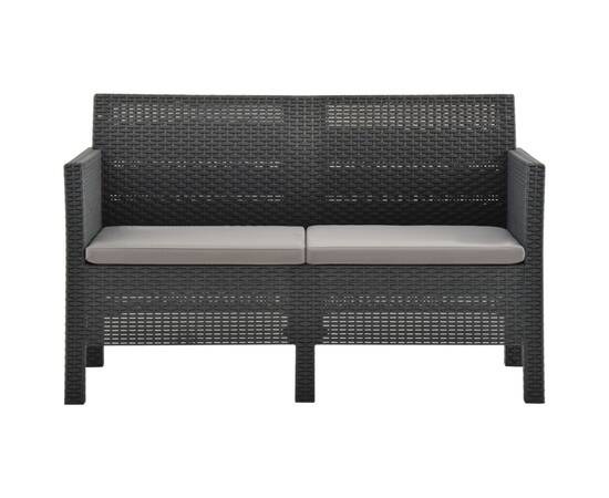 Set mobilier de grădină cu perne, 4 piese, antracit, pp ratan, 4 image