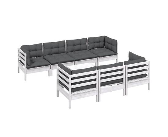 Set mobilier de grădină cu perne, 8 piese, lemn masiv de pin, 3 image