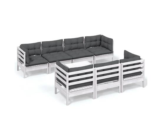 Set mobilier de grădină cu perne, 8 piese, lemn masiv de pin, 2 image