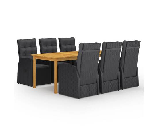 Set mobilier pentru grădină, 7 piese, negru