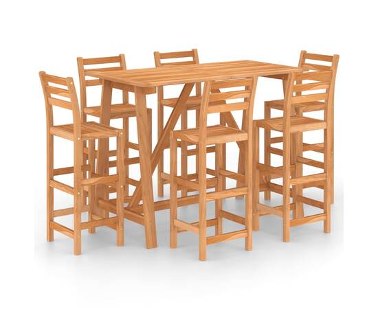 Set mobilier bar de exterior, 7 piese, lemn masiv de acacia, 2 image