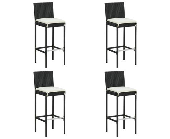 Set mobilier bar de grădină cu perne, 5 piese, negru, 3 image