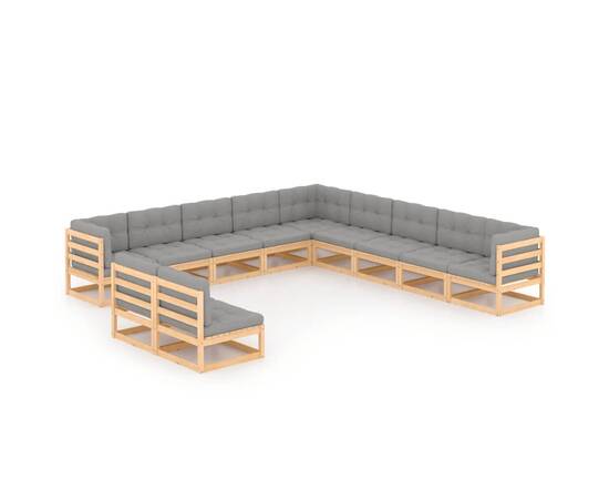 Set mobilier de grădină, 11 piese, cu perne, lemn masiv de pin