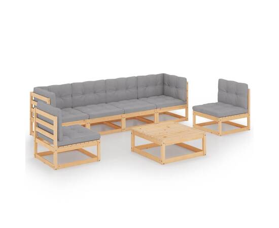 Set mobilier de grădină, 7 piese, cu perne, lemn masiv de pin, 2 image