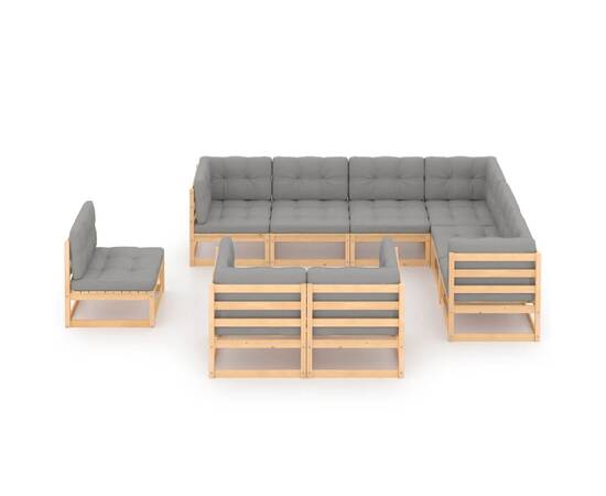 Set mobilier de grădină, 9 piese, cu perne, lemn masiv de pin, 2 image