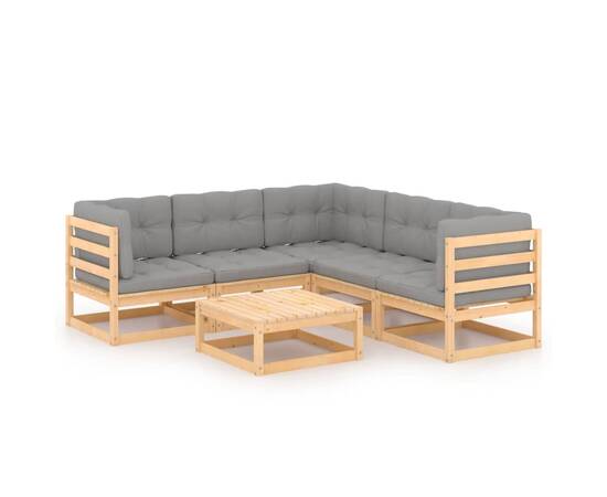 Set mobilier de grădină cu perne, 6 piese, lemn masiv de pin, 2 image