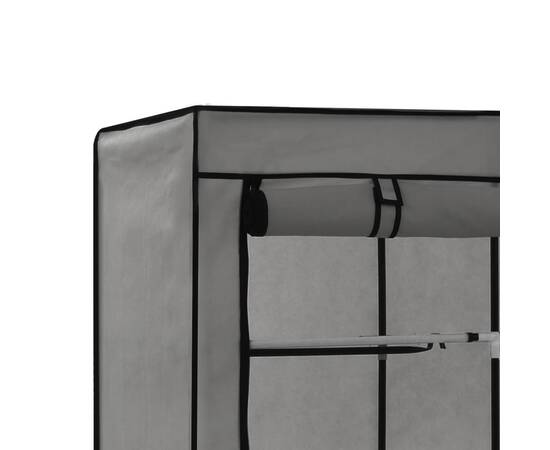 Șifonier cu bare și compartimente, gri, 150x45x175 cm, textil, 7 image
