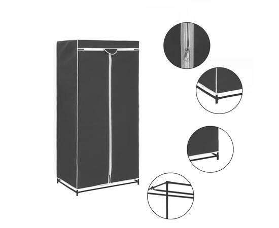 Șifoniere, 2 buc., negru, 75 x 50 x 160 cm, 4 image