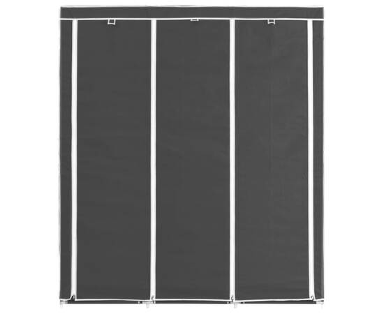 Dulap cu bare și compartimente, negru, 150x45x175 cm, 5 image