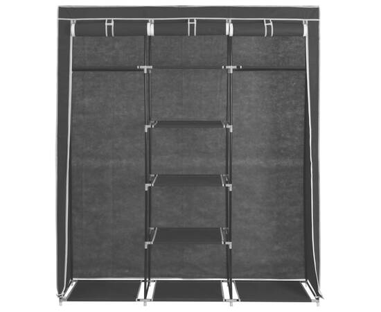 Dulap cu bare și compartimente, negru, 150x45x175 cm, 8 image