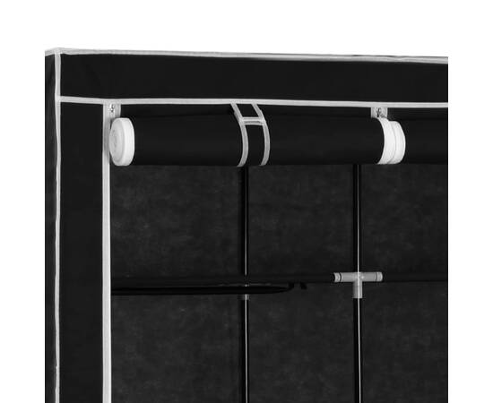 Dulap cu bare și compartimente, negru, 150x45x175 cm, 7 image