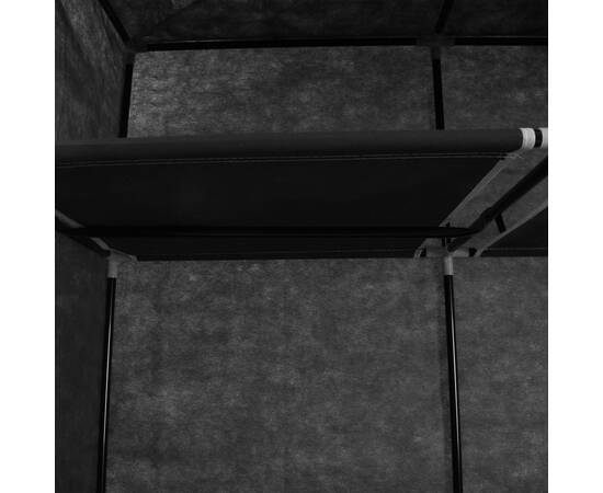 Dulap cu bare și compartimente, negru, 150x45x175 cm, 3 image